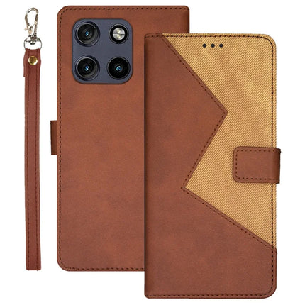 IDEWEI For Motorola Moto G Stylus 5G (2025) Case Card Slots Splicing Color Leather Phone Cover - Brown