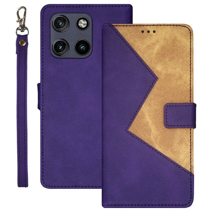 IDEWEI For Motorola Moto G Stylus 5G (2025) Case Card Slots Splicing Color Leather Phone Cover - Purple