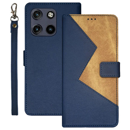 IDEWEI For Motorola Moto G Stylus 5G (2025) Case Card Slots Splicing Color Leather Phone Cover - Blue