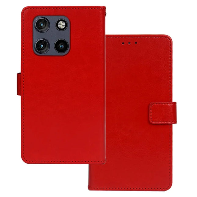 IDEWEI For Motorola Moto G Stylus 5G (2025) Case Wallet Leather Phone Cover Crazy Horse Texture - Red