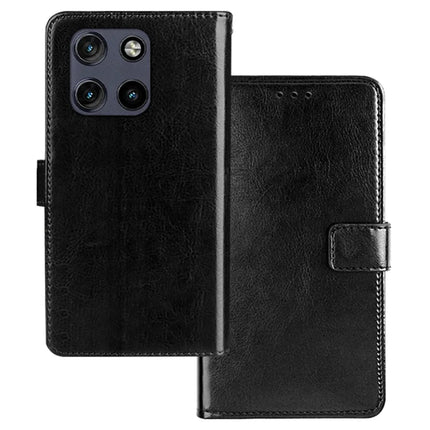 IDEWEI For Motorola Moto G Stylus 5G (2025) Case Wallet Leather Phone Cover Crazy Horse Texture - Black