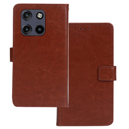 IDEWEI For Motorola Moto G Stylus 5G (2025) Case Wallet Leather Phone Cover Crazy Horse Texture - Brown
