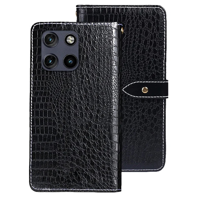 IDEWEI For Motorola Moto G Stylus 5G (2025) Case Crocodile Texture PU Leather Flip Phone Cover - Black