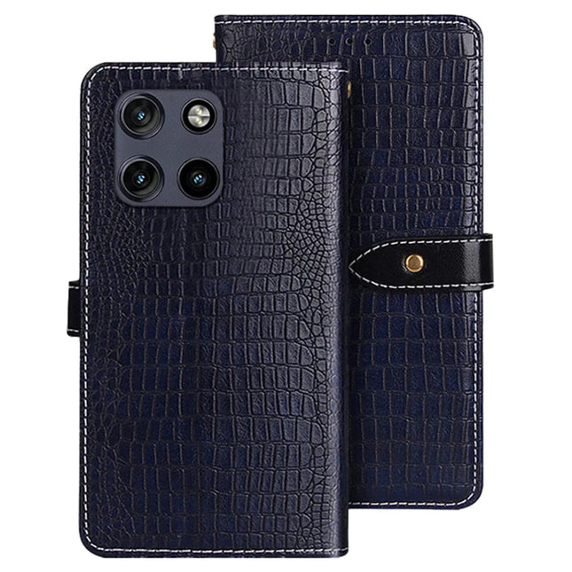 IDEWEI For Motorola Moto G Stylus 5G (2025) Case Crocodile Texture PU Leather Flip Phone Cover - Blue