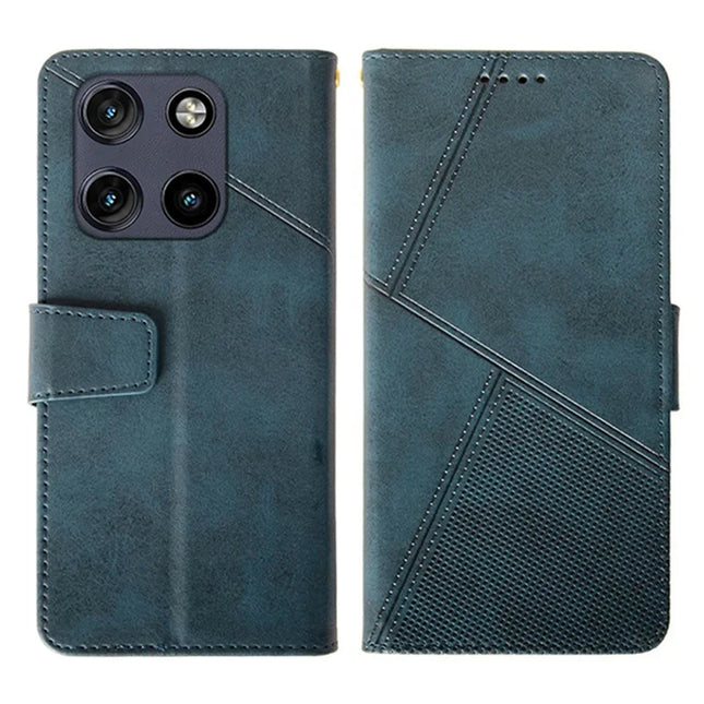 IDEWEI For Motorola Moto G Stylus 5G (2025) Case Leather Wallet Phone Cover Stand Calf Texture - Blue