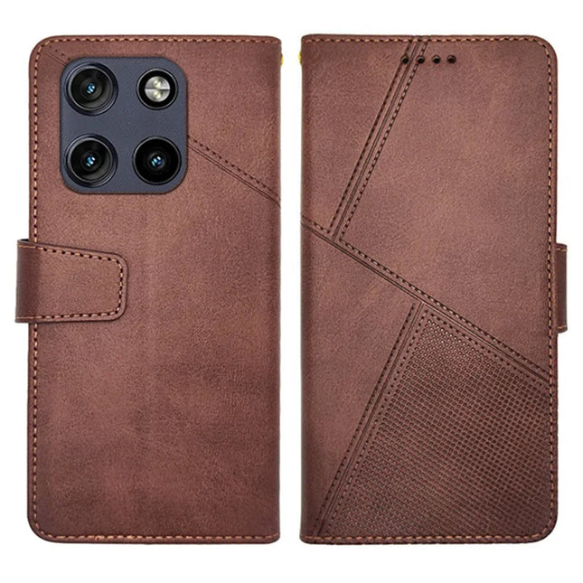 IDEWEI For Motorola Moto G Stylus 5G (2025) Case Leather Wallet Phone Cover Stand Calf Texture - Coffee