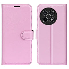 For OnePlus Ace 5 Pro 5G / Ace 5 5G / 13R 5G Case Litchi Texture Shockproof Leather Wallet Phone Cover - Pink