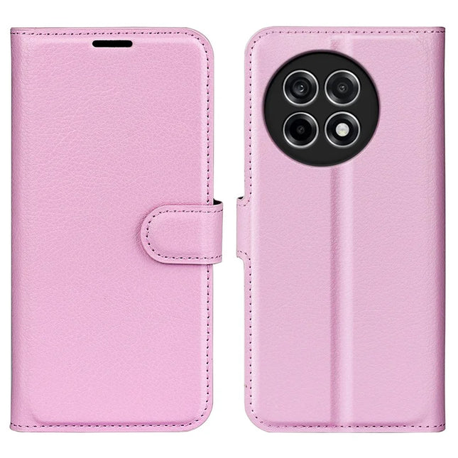 For OnePlus Ace 5 Pro 5G / Ace 5 5G / 13R 5G Case Litchi Texture Shockproof Leather Wallet Phone Cover - Pink