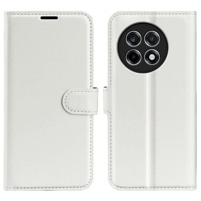 For OnePlus Ace 5 Pro 5G / Ace 5 5G / 13R 5G Case Litchi Texture Shockproof Leather Wallet Phone Cover - White