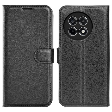 For OnePlus Ace 5 Pro 5G / Ace 5 5G / 13R 5G Case Litchi Texture Shockproof Leather Wallet Phone Cover - Black