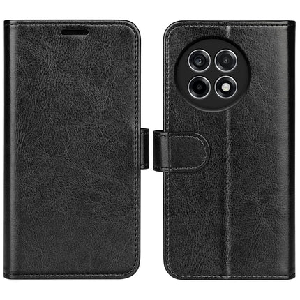 For OnePlus Ace 5 Pro 5G Wallet Case Crazy Horse Texture Stand Leather Phone Cover - Black