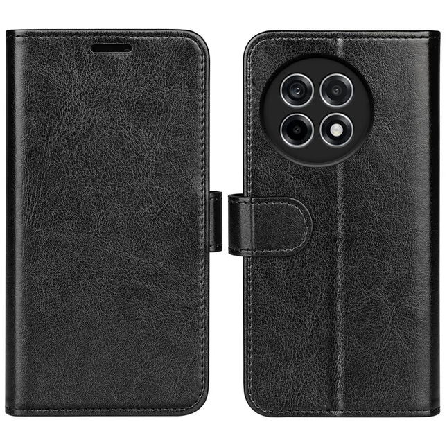For OnePlus Ace 5 Pro 5G Wallet Case Crazy Horse Texture Stand Leather Phone Cover - Black