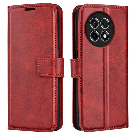 For OnePlus Ace 5 Pro 5G Stand Case Anti-Scratch Calf Texture Leather Phone Cover - Red