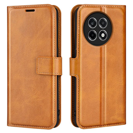 For OnePlus Ace 5 Pro 5G Stand Case Anti-Scratch Calf Texture Leather Phone Cover - Yellow