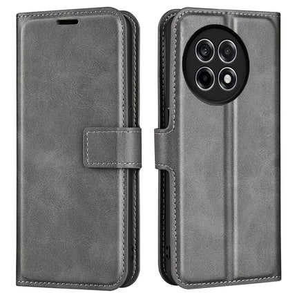 For OnePlus Ace 5 Pro 5G Stand Case Anti-Scratch Calf Texture Leather Phone Cover - Grey