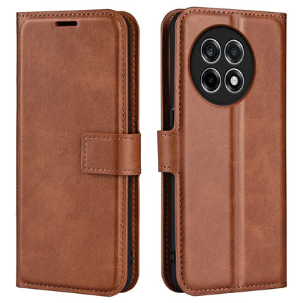 For OnePlus Ace 5 Pro 5G Stand Case Anti-Scratch Calf Texture Leather Phone Cover - Light Brown