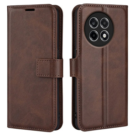 For OnePlus Ace 5 Pro 5G Stand Case Anti-Scratch Calf Texture Leather Phone Cover - Brown