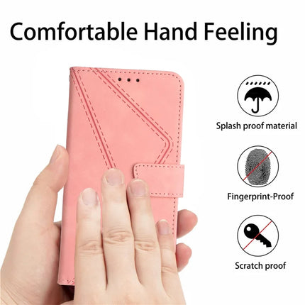 For OnePlus 13 Case Skin Touch Lines Imprinted PU Leather Flip Phone Cover