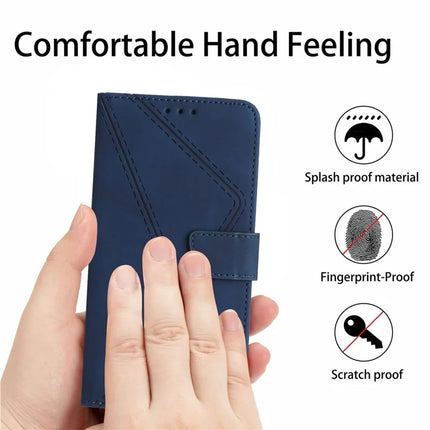 For OnePlus 13 Case Skin Touch Lines Imprinted PU Leather Flip Phone Cover