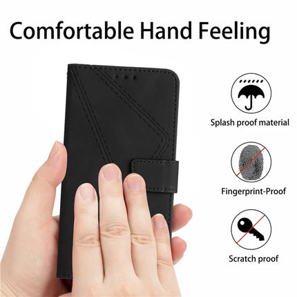 For OnePlus 13 Case Skin Touch Lines Imprinted PU Leather Flip Phone Cover