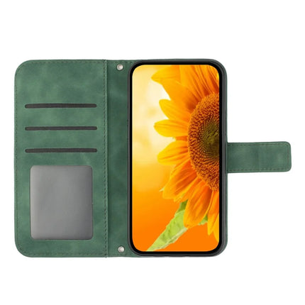 For OnePlus 13 Case Sunflower Imprint PU Leather Phone Cover with Long Strap