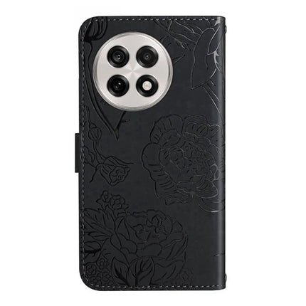 For OnePlus 13 Case Butterfly Flower Imprinted Leather Phone Cover with Strap