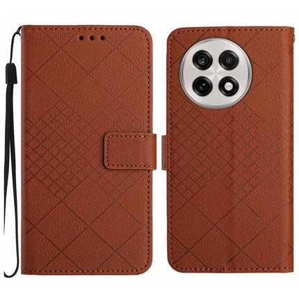 For OnePlus 13 Wallet Phone Case Imprint PU Leather Flip Folio Cover - Brown