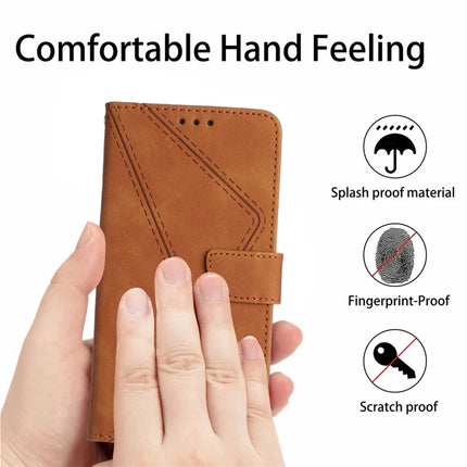 For OnePlus 13R 5G Case Skin Touch Lines Imprinted PU Leather Flip Phone Cover