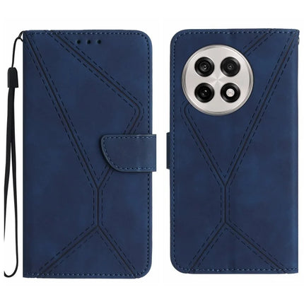 For OnePlus 13R 5G Case Skin Touch Lines Imprinted PU Leather Flip Phone Cover - Blue