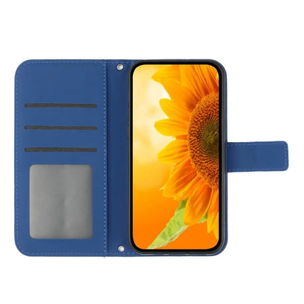 For OnePlus 13R 5G Case Sunflower Imprint PU Leather Phone Cover with Long Strap