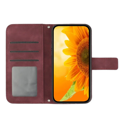 For OnePlus 13R 5G Case Sunflower Imprint PU Leather Phone Cover with Long Strap