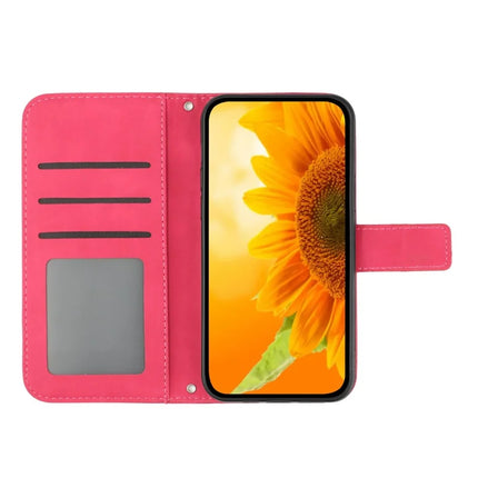 For OnePlus 13R 5G Case Sunflower Imprint PU Leather Phone Cover with Long Strap