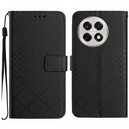 For OnePlus 13R 5G Wallet Phone Case Imprint PU Leather Flip Folio Cover - Black