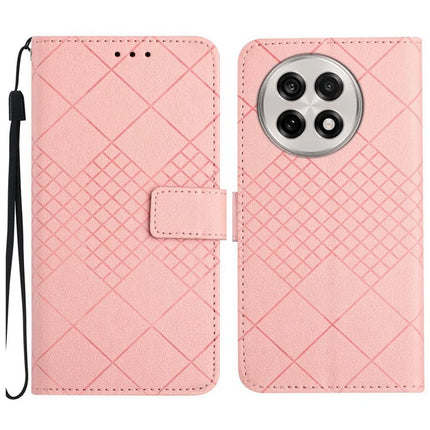 For OnePlus 13R 5G Wallet Phone Case Imprint PU Leather Flip Folio Cover - Pink