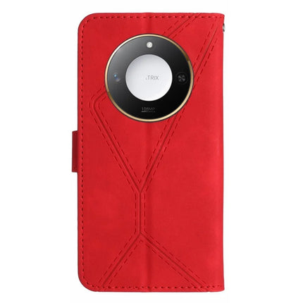 For Honor X9c Smart 5G Case Skin Touch Lines Imprinted PU Leather Flip Phone Cover