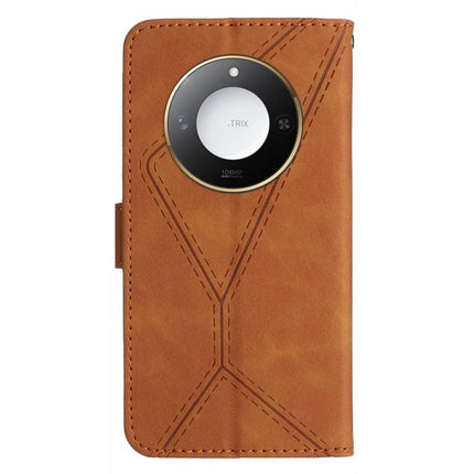 For Honor X9c Smart 5G Case Skin Touch Lines Imprinted PU Leather Flip Phone Cover