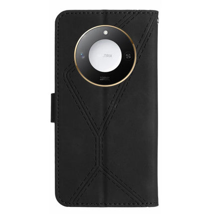 For Honor X9c Smart 5G Case Skin Touch Lines Imprinted PU Leather Flip Phone Cover