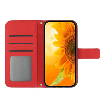 For Honor X9c Smart 5G Case Sunflower Imprint PU Leather Phone Cover with Long Strap