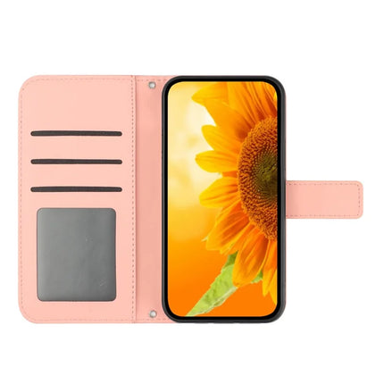 For Honor X9c Smart 5G Case Sunflower Imprint PU Leather Phone Cover with Long Strap