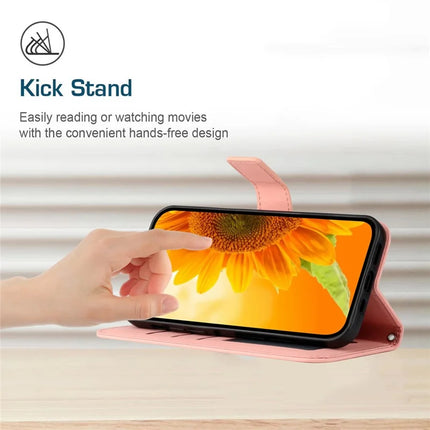 For Honor X9c Smart 5G Case Sunflower Imprint PU Leather Phone Cover with Long Strap