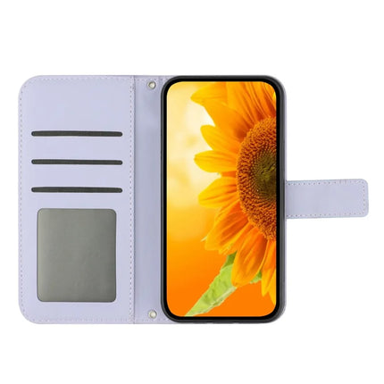For Honor X9c Smart 5G Case Sunflower Imprint PU Leather Phone Cover with Long Strap