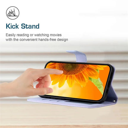 For Honor X9c Smart 5G Case Sunflower Imprint PU Leather Phone Cover with Long Strap
