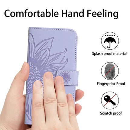 For Honor X9c Smart 5G Case Sunflower Imprint PU Leather Phone Cover with Long Strap