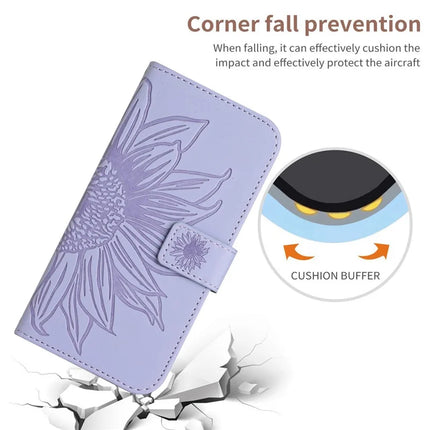 For Honor X9c Smart 5G Case Sunflower Imprint PU Leather Phone Cover with Long Strap