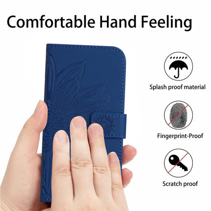 For Honor X9c Smart 5G Case Sunflower Imprint PU Leather Phone Cover with Long Strap