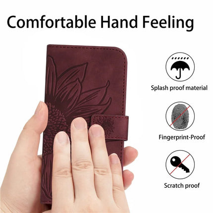 For Honor X9c Smart 5G Case Sunflower Imprint PU Leather Phone Cover with Long Strap