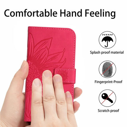 For Honor X9c Smart 5G Case Sunflower Imprint PU Leather Phone Cover with Long Strap