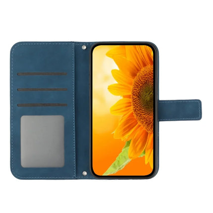 For Honor X9c Smart 5G Case Sunflower Imprint PU Leather Phone Cover with Long Strap