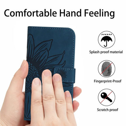 For Honor X9c Smart 5G Case Sunflower Imprint PU Leather Phone Cover with Long Strap