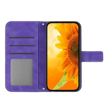 For Honor X9c Smart 5G Case Sunflower Imprint PU Leather Phone Cover with Long Strap